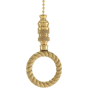 2"W Polished Brass Twisted Rope Fan Pull