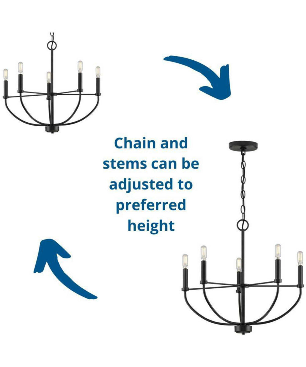 Leyden 5-Light Farmhouse Style Chandelier Matte Black