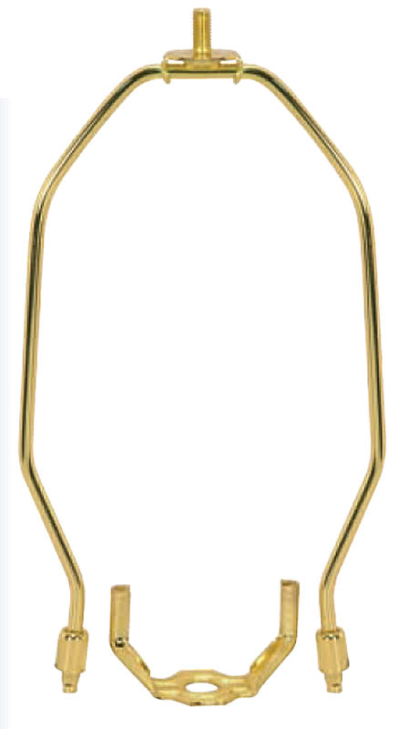 15"H Polished Brass Heavy Duty Harp Fitter For Lamp Shades