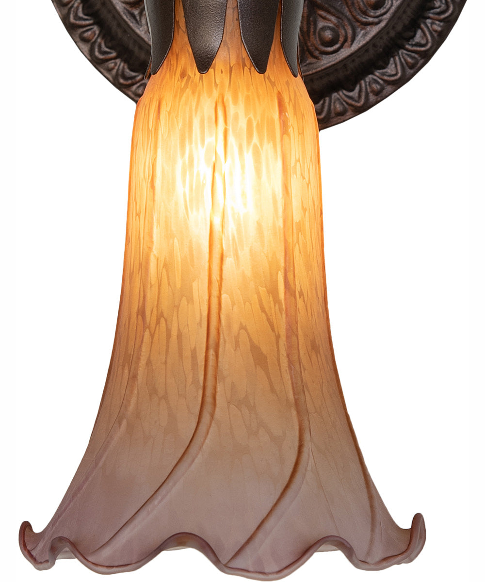 5.5" Wide Amber/Purple Tiffany Pond Lily Wall Sconce