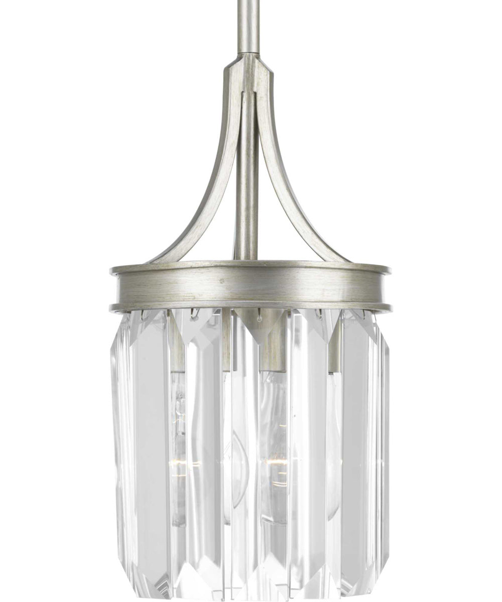 Glimmer 1-Light Clear Glass Luxe Mini-Pendant Light Silver Ridge