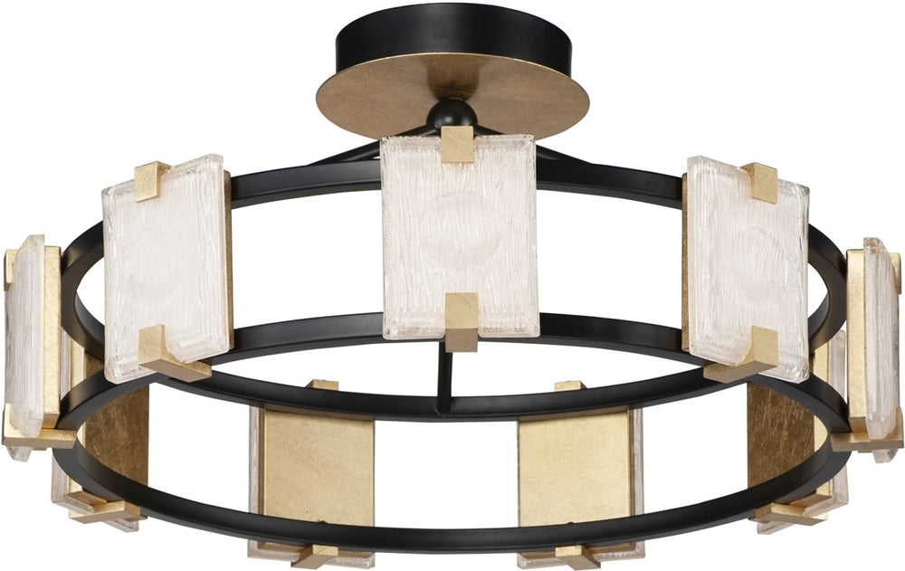 27"W Radiant LED 9-Light Flush Mount Black / Gold Leaf