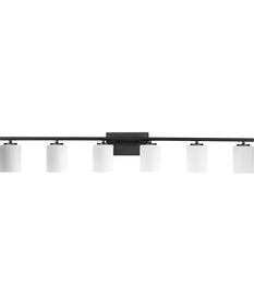 Replay 6-Light Traditional Etched White Glass Bath Vanity Light Textured Black