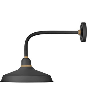 1-Light Medium Straight Arm Outdoor Barn Light in Textured Black