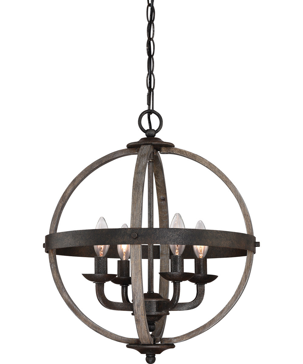 Fusion 4-light Pendant Rustic Black