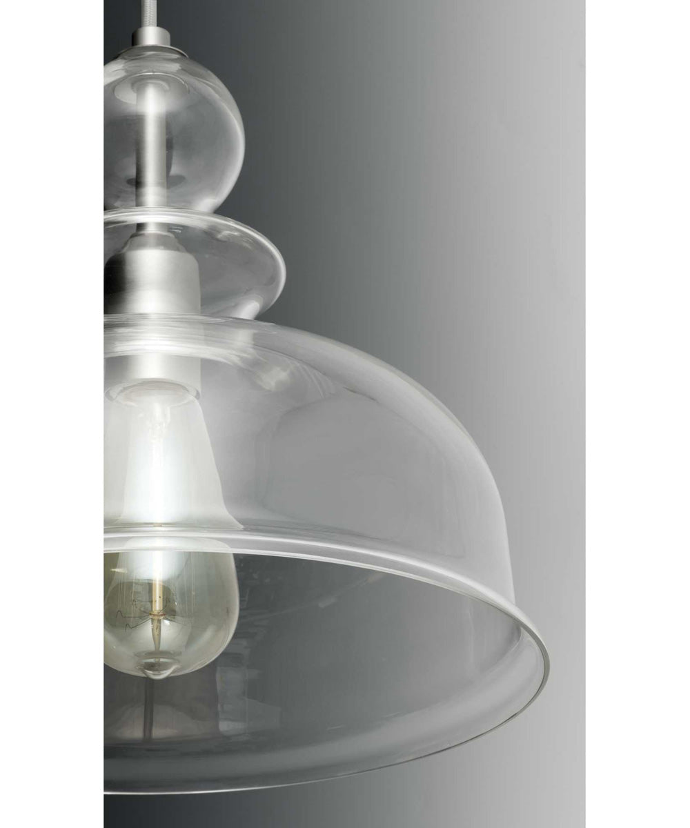 Staunton 1-Light Clear Glass Global Pendant Light Brushed Nickel