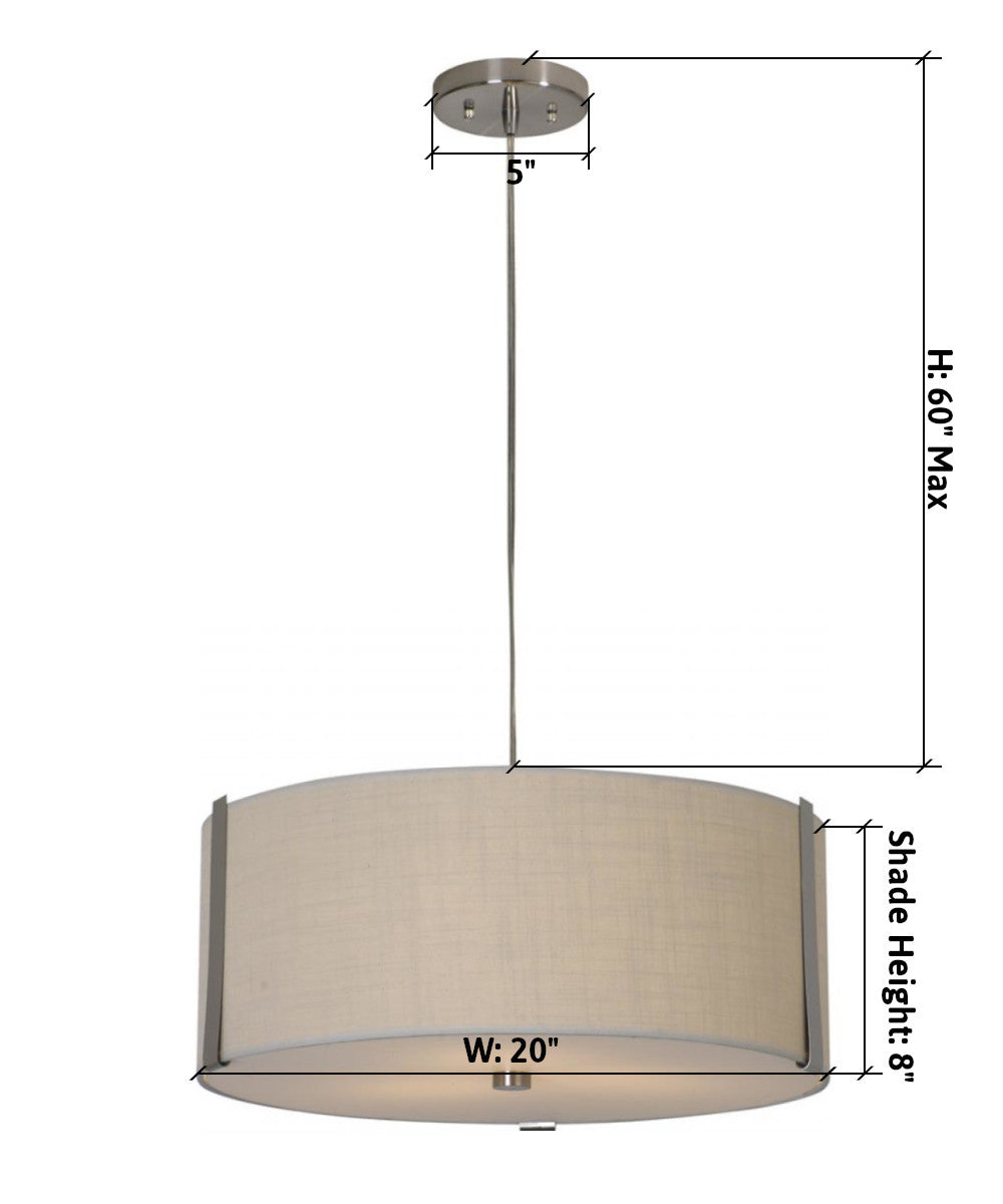 Butler 3-Light Pendant in Brushed Nickel with Coarse Cream Finish ...