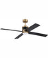 56" Gregory 1-Light Ceiling Fan Satin Brass / Flat Black
