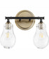 2-light Bath Vanity Light Textured Black w/ Aged Brass
