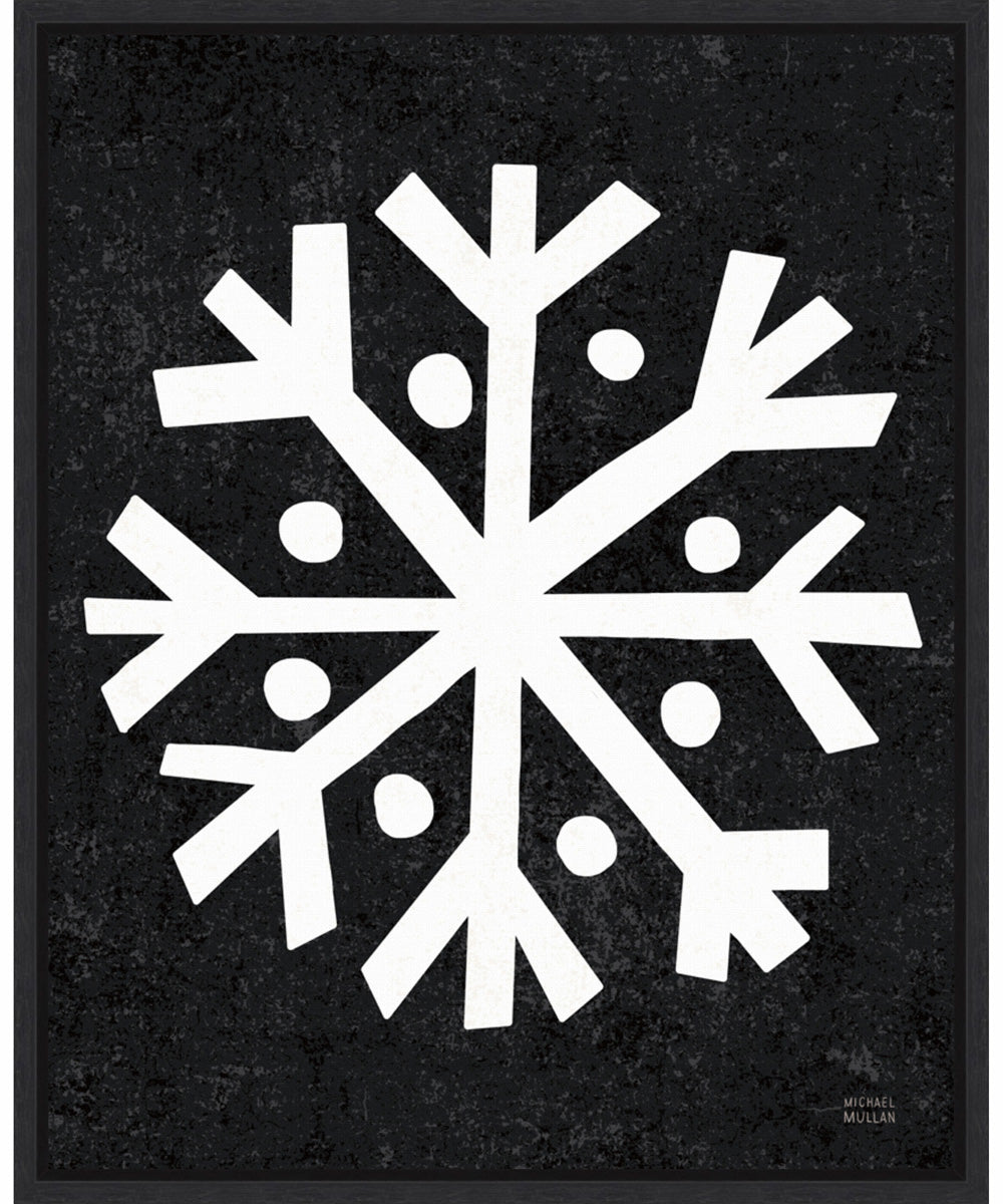Framed Christmas Whimsy Snowflake by Michael Mullan Canvas Wall Art Print (23  W x 28  H), Sylvie Black Frame