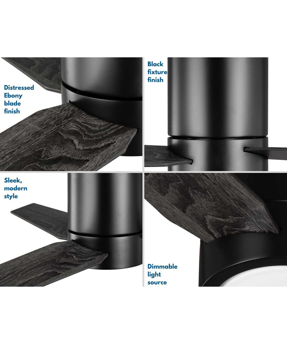 Braden 44" 3-Blade Matte LED Mid-Century Modern Indoor Hugger Ceiling Fan Black