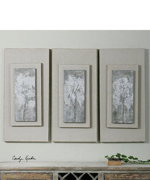 36"H x 17"W Triptych Trees Hand Painted Art Set of 3