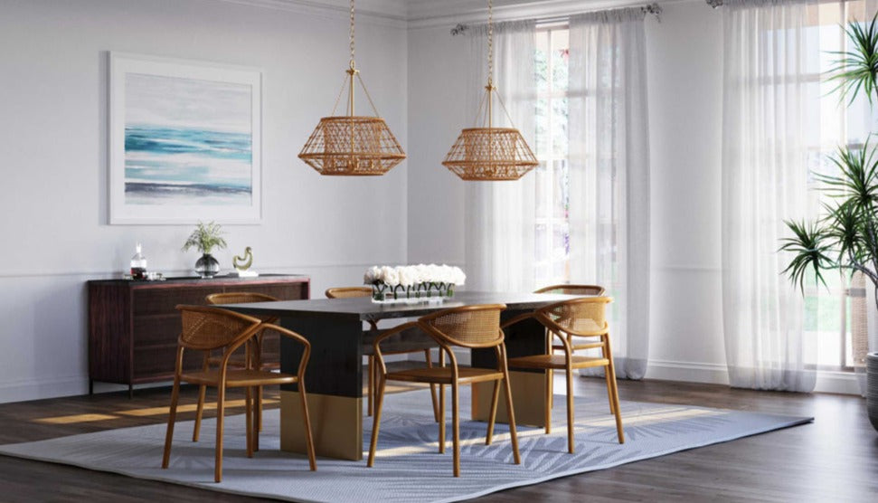 Laila 4-Light Coastal Chandelier with Woven Jute Accents Vintage Brass