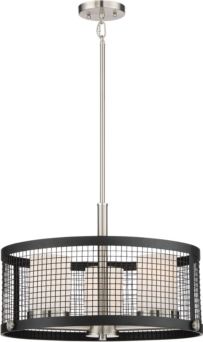 20"W Pratt 3-Light Pendant Black / Brushed Nickel Accents
