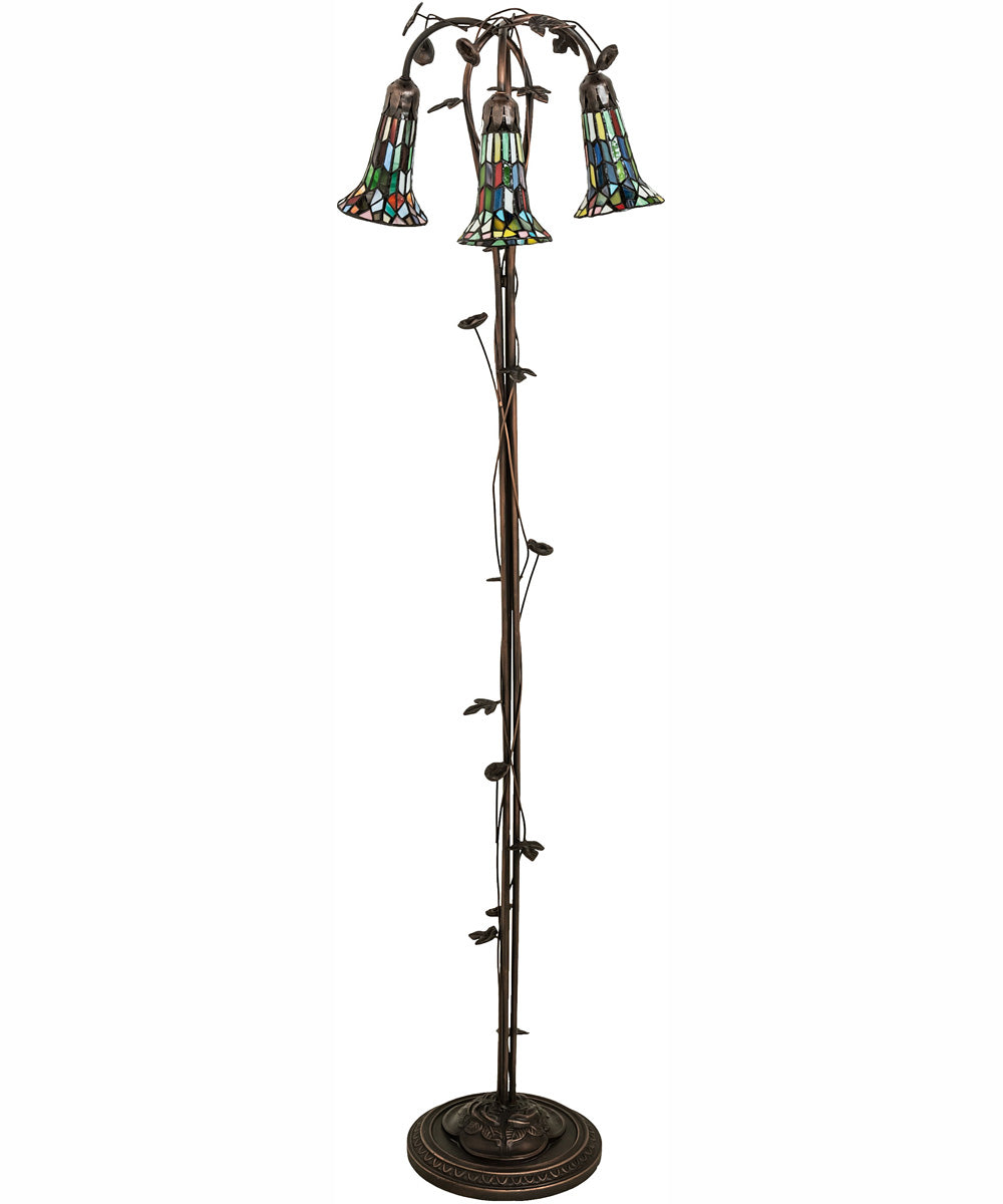 58" High Stained Glass Pond Lily 3 Light Floor Lamp