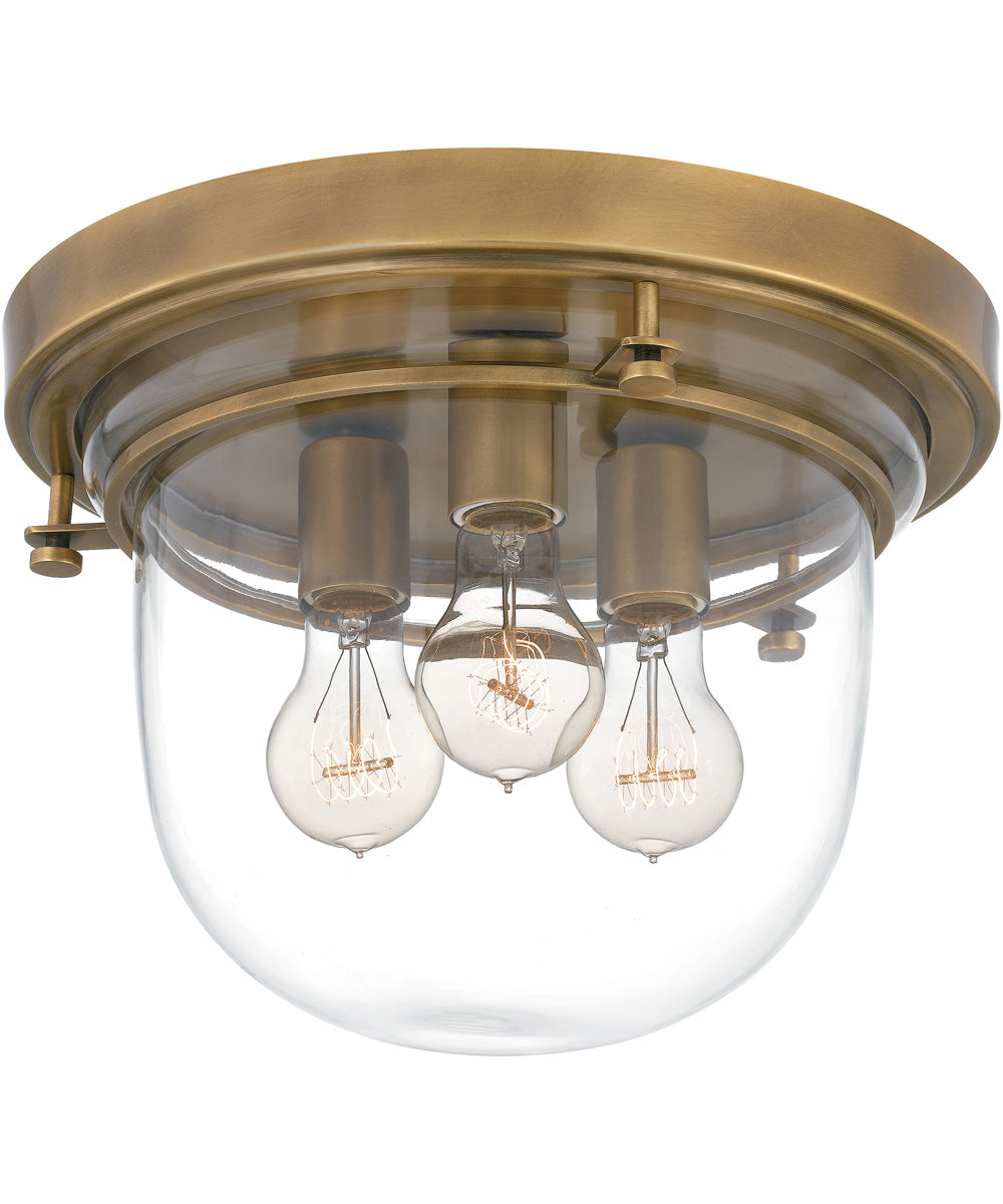 Whistling 3-light Flush Mount Weathered Brass