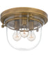 Whistling 3-light Flush Mount Weathered Brass