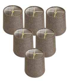 6"W x 5"H Set of 6 Chocolate Burlap Drum Chandelier Clip-On Lampshade