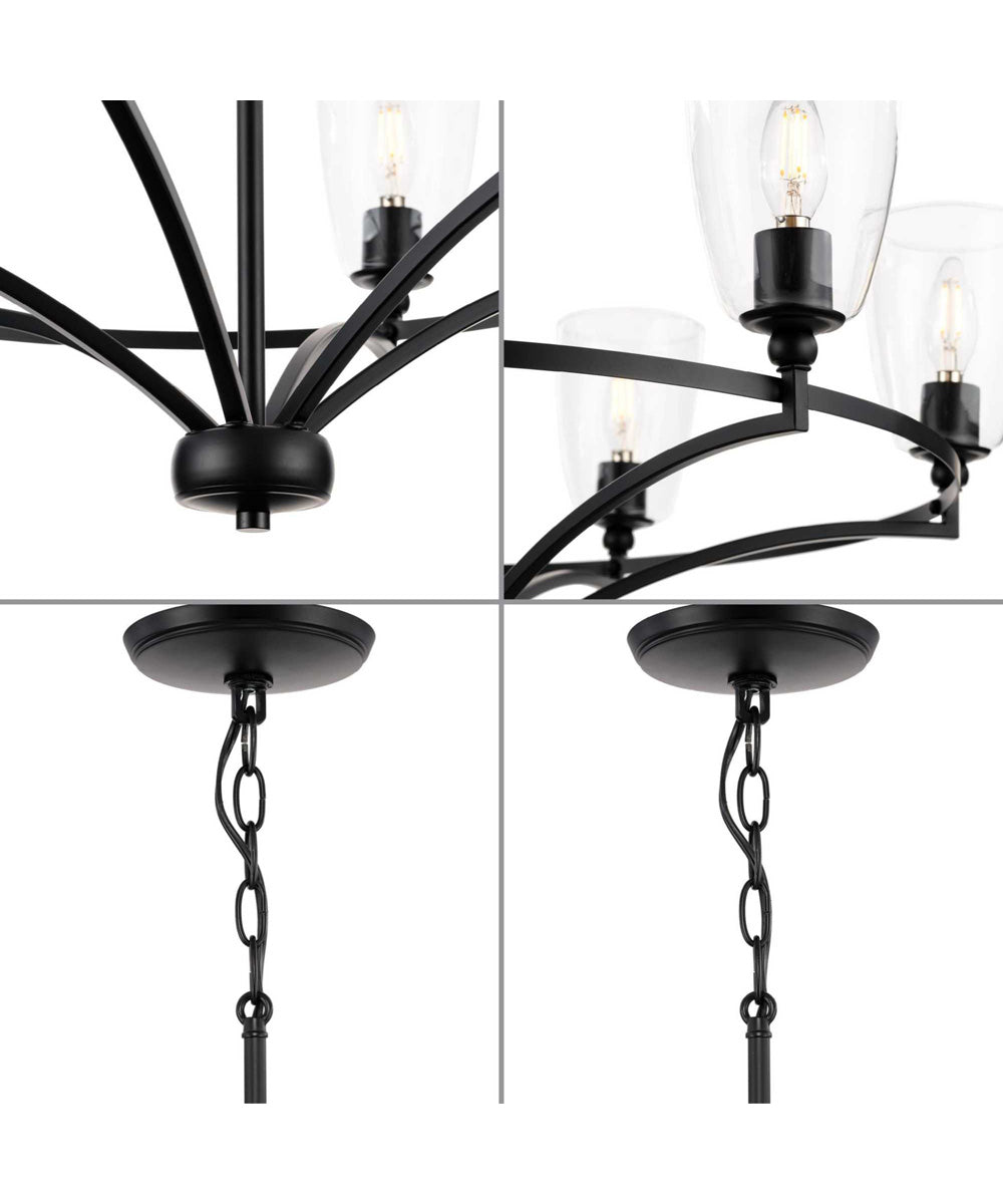 Parkhurst 6-Light New Traditional Clear Glass Chandelier Light Matte Black