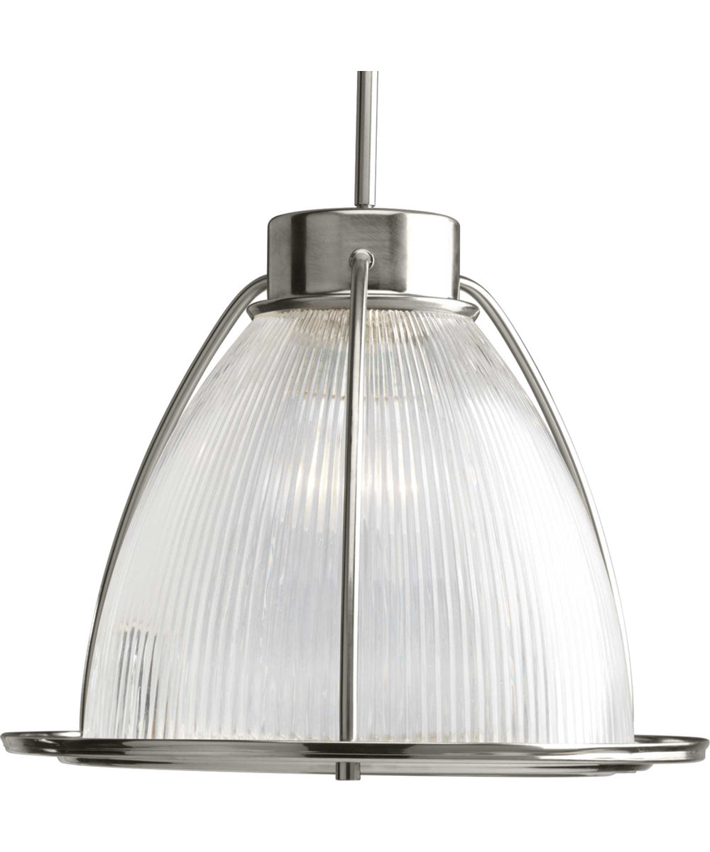Prismatic Glass 1-Light Clear Prismatic Glass Coastal Mini-Pendant Light Brushed Nickel