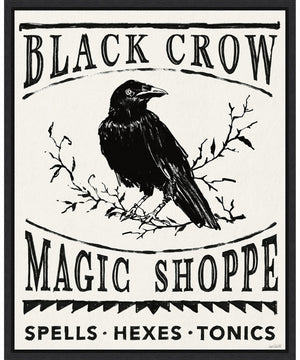 Framed Black Crow Halloween Dark by Anne Tavoletti Canvas Wall Art Print (23  W x 28  H), Sylvie Black Frame