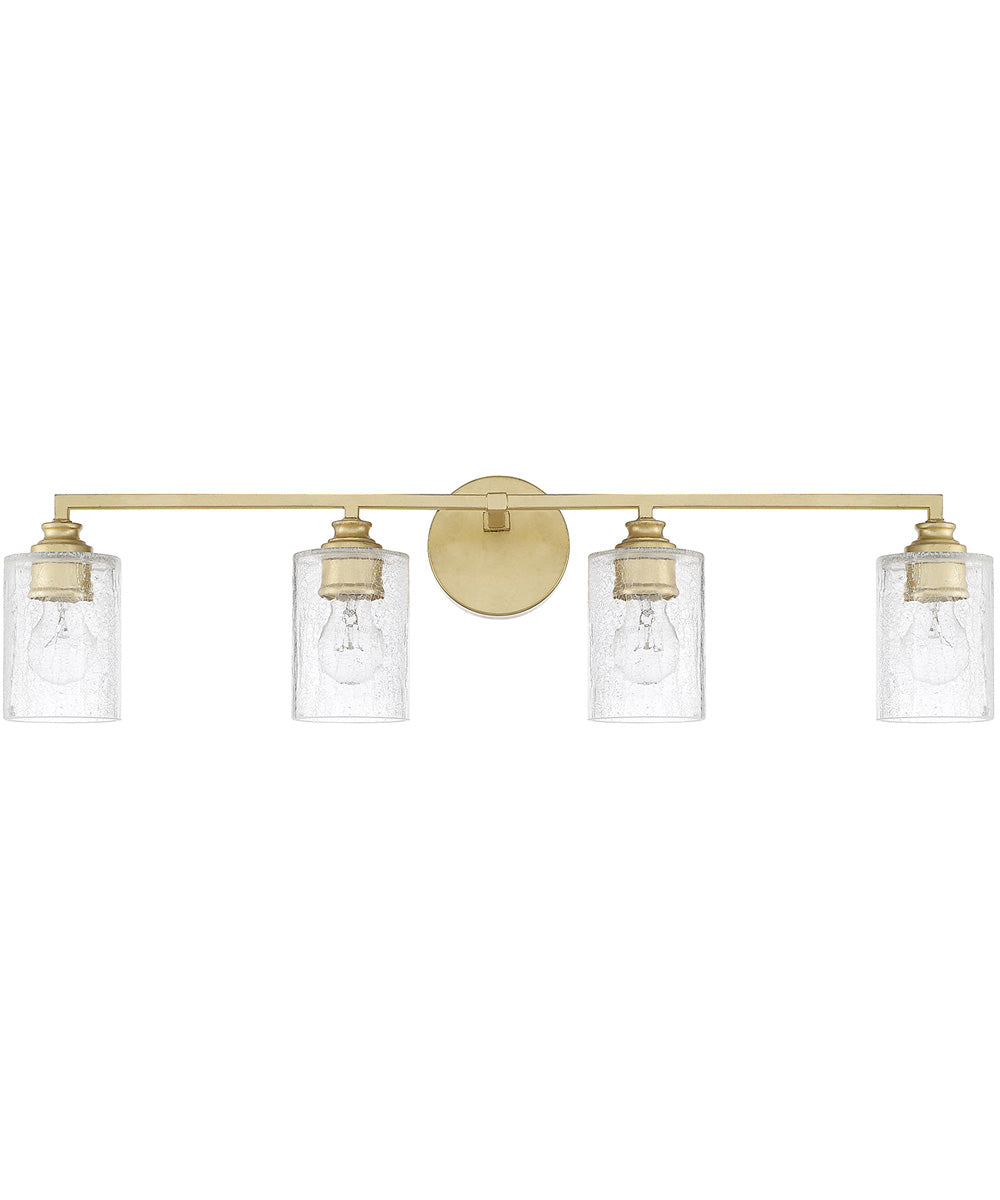 Milan 4-Light Vanity In Capital Gold With Ice Glass