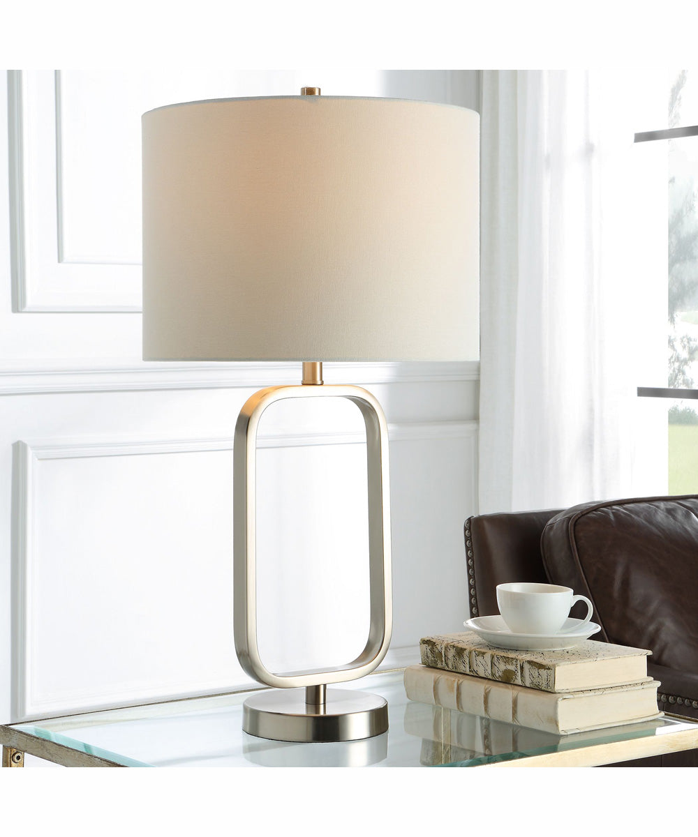 27"H 1-Light Table Lamp Metal in Brushed Nickel with a Round Shade