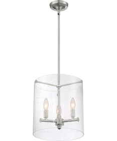 12"W Bransel 3-Light Pendant Brushed Nickel