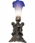 13" High Blue/White Tiffany Pond Lily Twin Cherub Accent Lamp