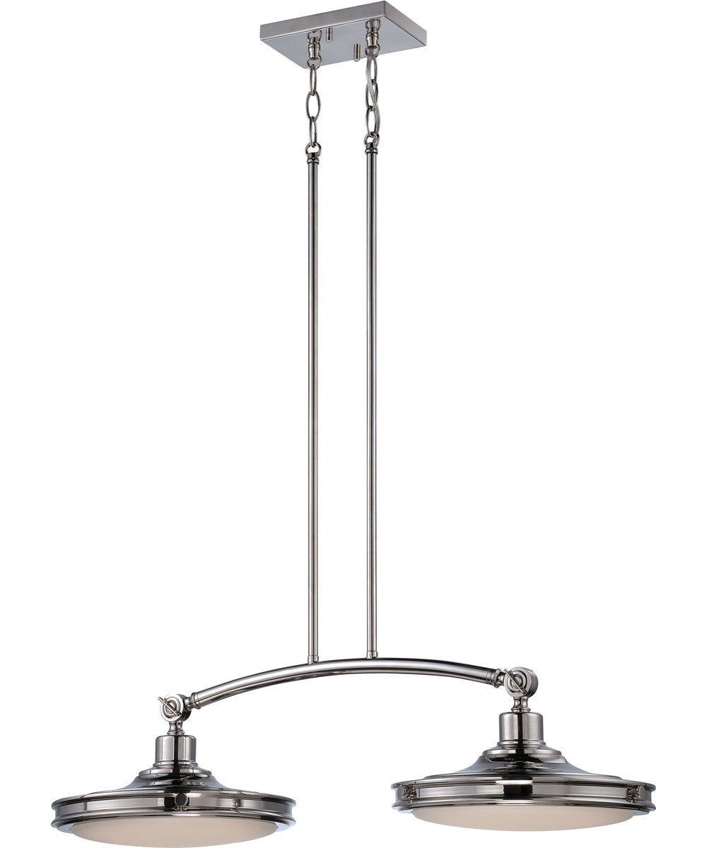 30"W Houston 2-Light Pendant Polished Nickel