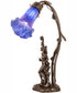 17" High Blue Tiffany Pond Lily 2 Light Trellis Girl Accent Lamp