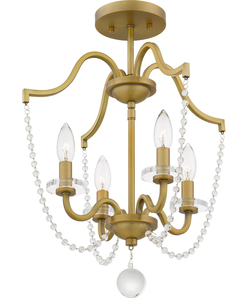 Sunday Medium 4-light Semi Flush Mount Aged Brass