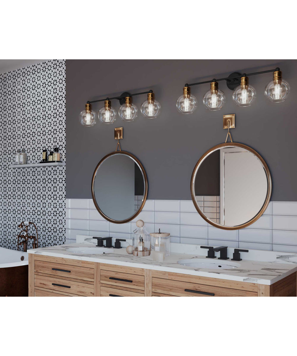 Hansford 4-Light Clear Glass Coastal Bath Vanity Light Antique Bronze