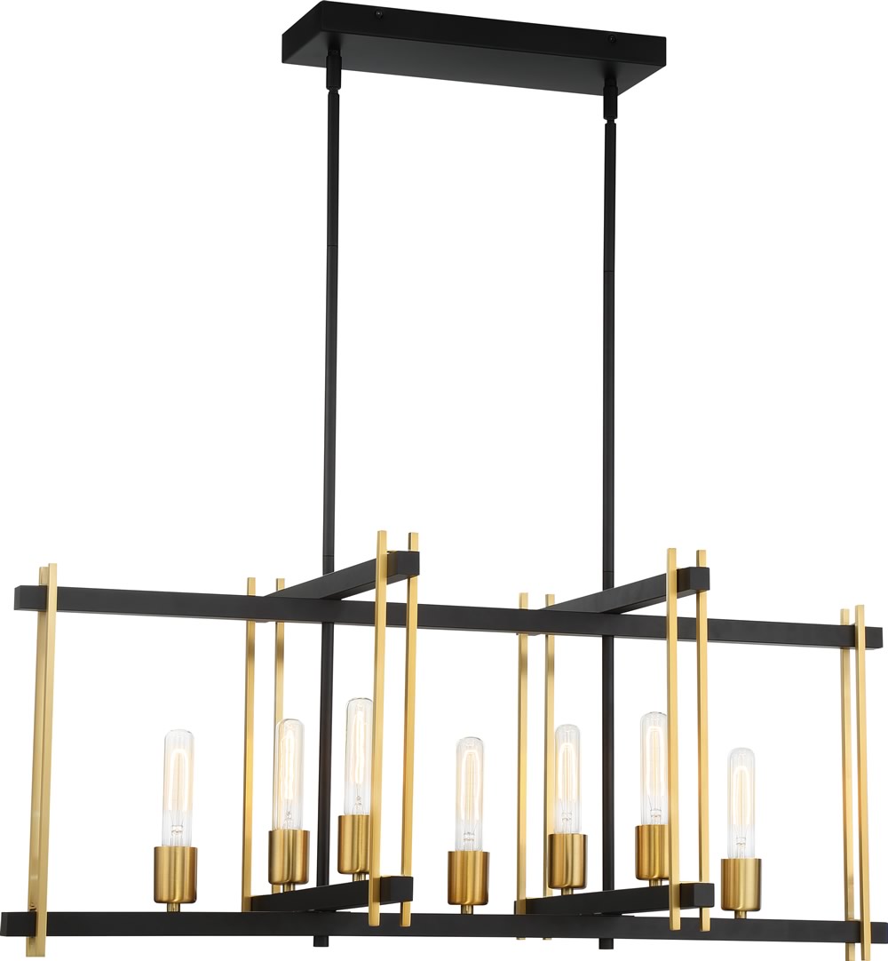 36"W Marion 7-Light Pendant Aged Bronze / Natural Bronze