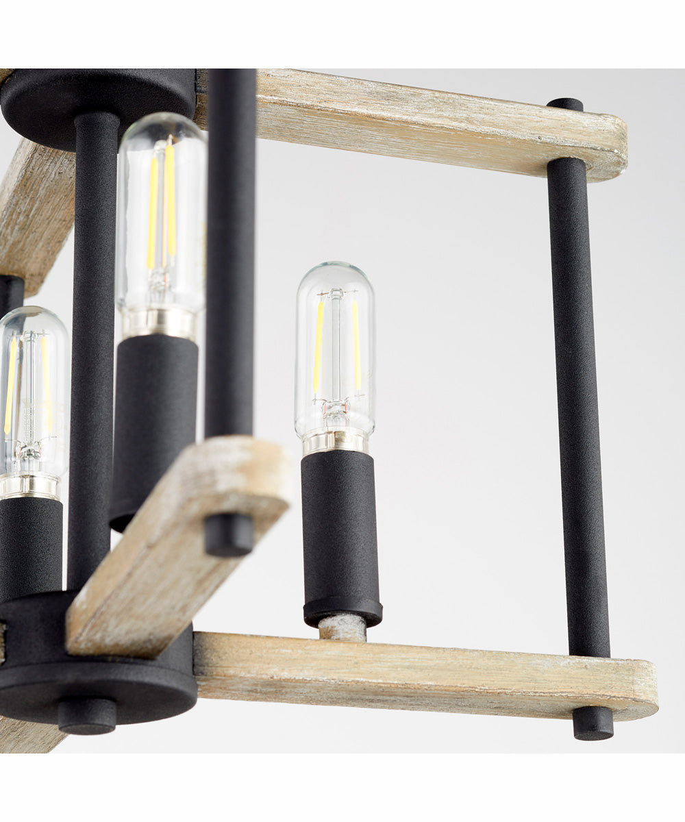 Silva 4-light Dual Mount Light Fixture Textured Black w/ Weathered Oak Finish