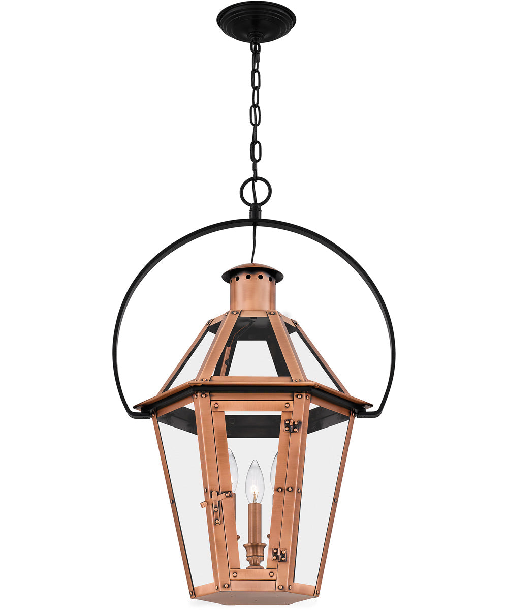 Burdett Large 3-light Outdoor Pendant Light Aged Copper
