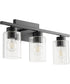 Ladin 3-light Bath Vanity Light Textured Black w/ Clear Glass
