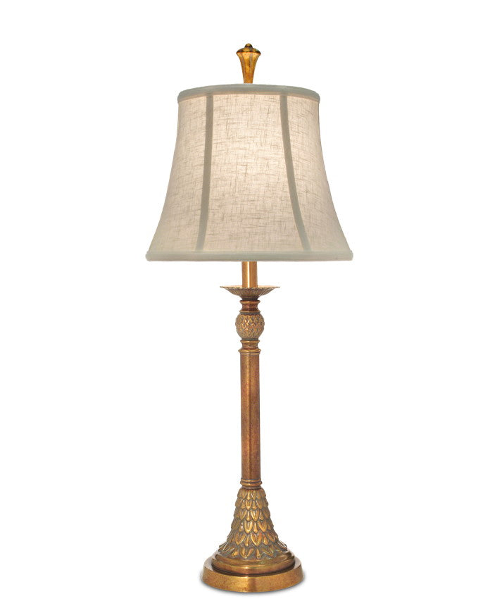 34"H Polished Honey Brass Signature by Stiffel Buffet Lamp, 3-Way