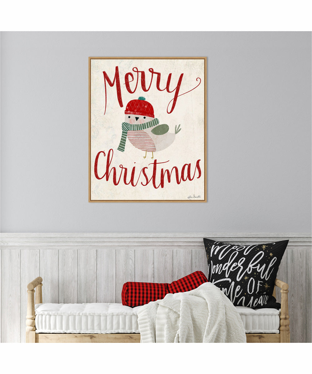 Framed Merry Christmas by Katie Doucette Canvas Wall Art Print (23  W x 28  H), Sylvie Maple Frame