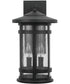 Mission Hills 2-Light Outdoor Wall Mount In Black With Antiqued Seeded Glass