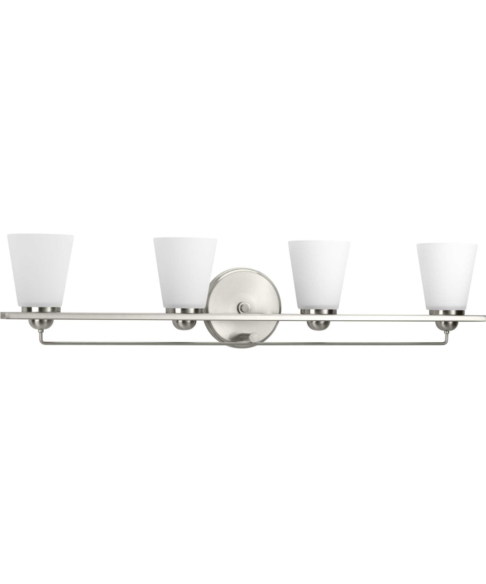 Flight 4-Light Etched Glass Coastal Bath Vanity Light Brushed Nickel