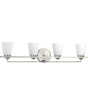 Flight 4-Light Etched Glass Coastal Bath Vanity Light Brushed Nickel