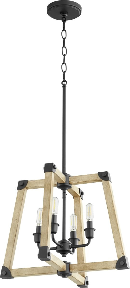 18"W Alpine 4-light Pendant Noir w/ Driftwood finish