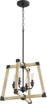 18"W Alpine 4-light Pendant Noir w/ Driftwood finish