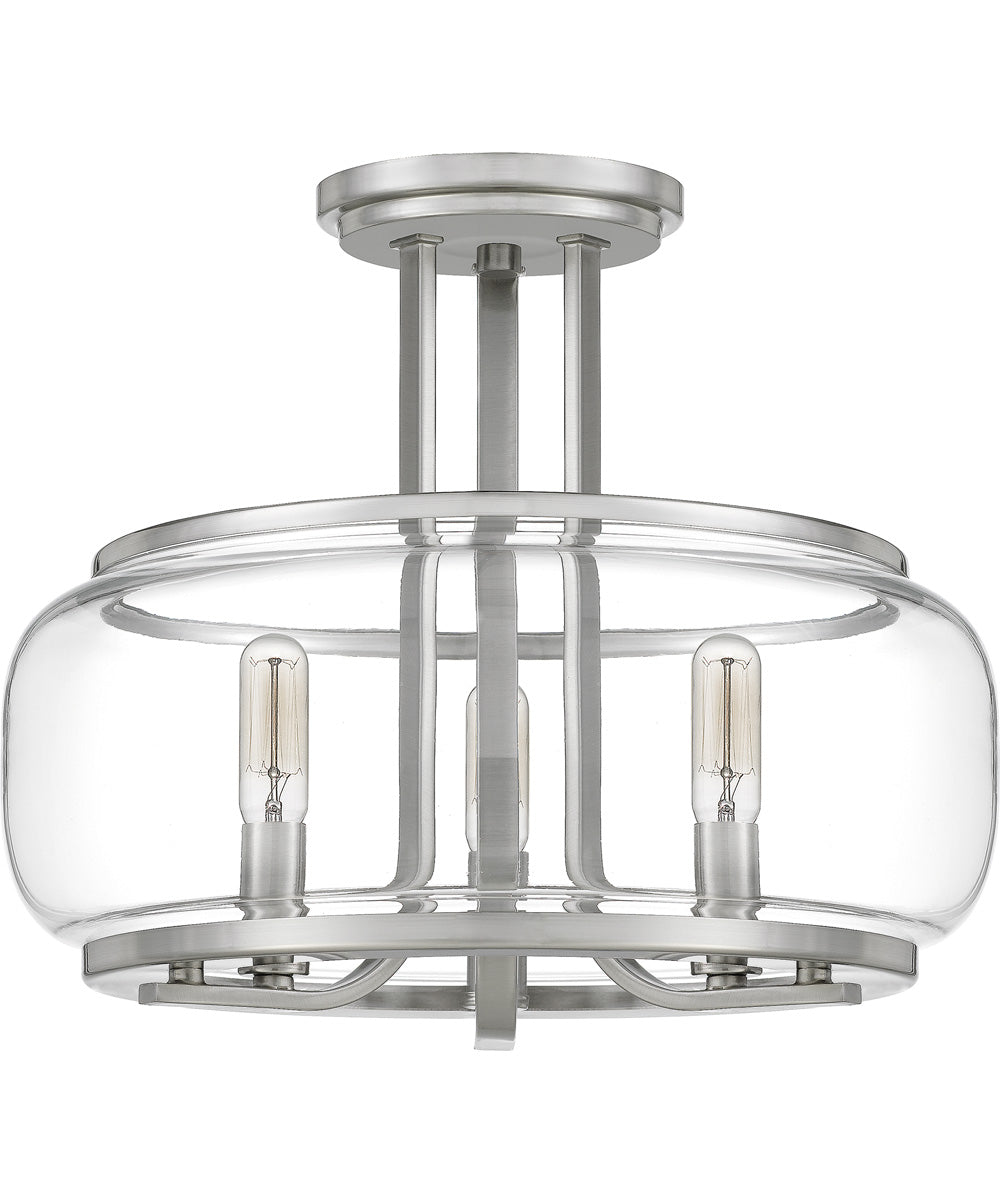 Pruitt Medium 3-light Semi Flush Mount Brushed Nickel