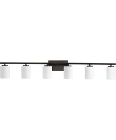 Replay 6-Light Traditional Etched White Glass Bath Vanity Light Antique Bronze