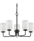 Merry 5-Light Etched Glass Transitional Style Chandelier Light Matte Black
