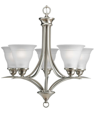 Trinity 5-Light Etched Glass Traditional Chandelier Light Brushed Nickel