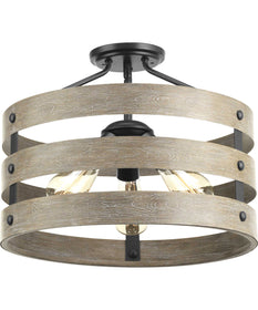 Gulliver 3-Light 17" Semi-Flush Convertible Graphite