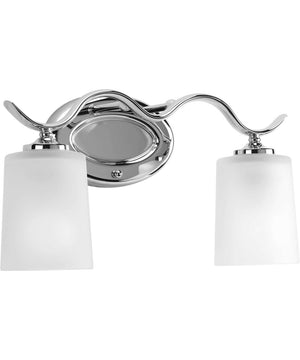 Inspire 2-Light Etched Glass Traditional Bath Vanity Light Polished Chrome